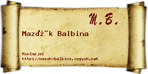 Mazák Balbina névjegykártya